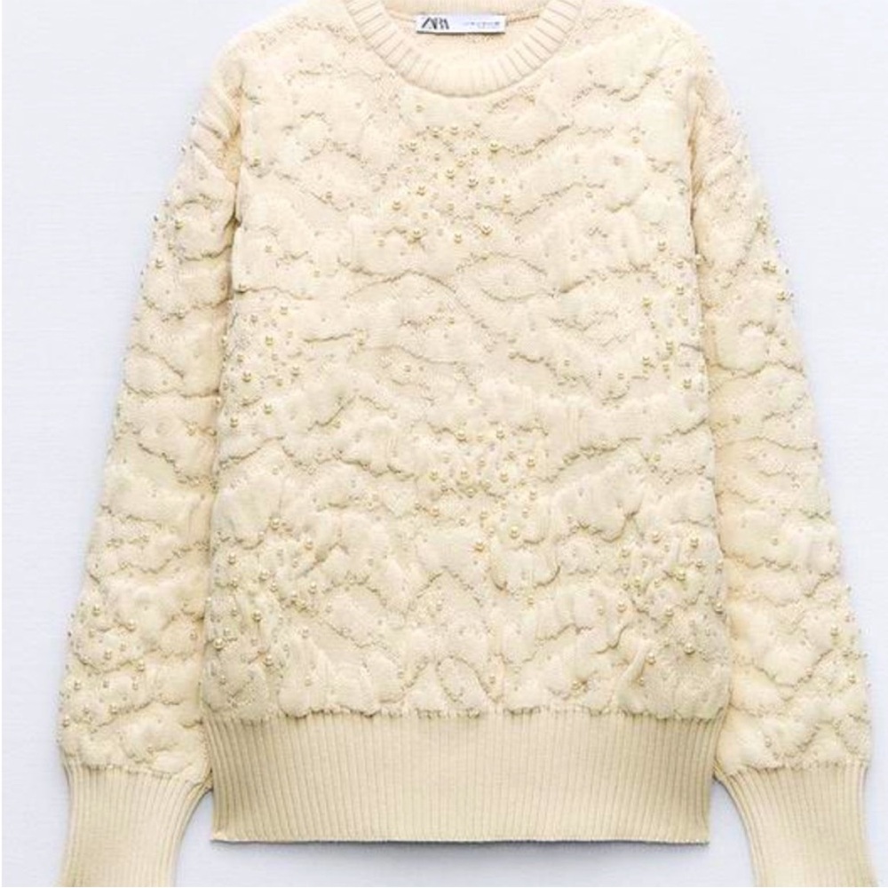 Zara Sweater Size Medium / Pearl Embellished - Picture 3 of 9